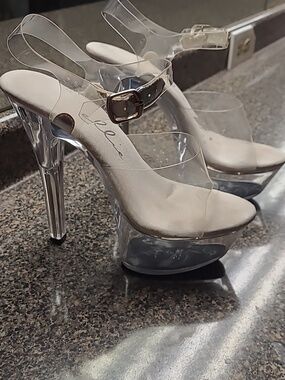 Ellie Clear Platform Stiletto Stripper Heels Size 8